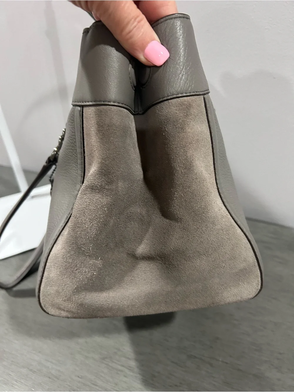 Coach Pebbled Leather Shoulder Bag in Light Gray